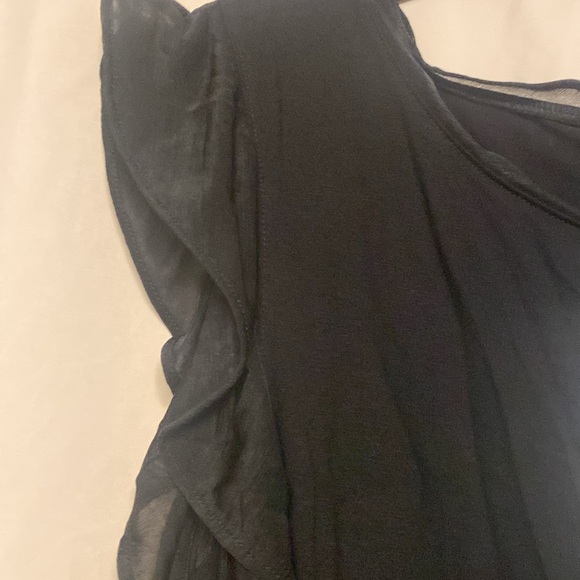 NWT French Connection Ft Ruffle Mix Jersey Mini Dress, Size 8 Color Black. - Picture 3 of 11